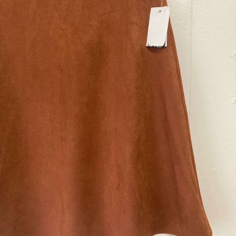 Bar lll Suade Dark Clay A Line High Rise Mini Skirt Size 0 - Picture 9 of 13